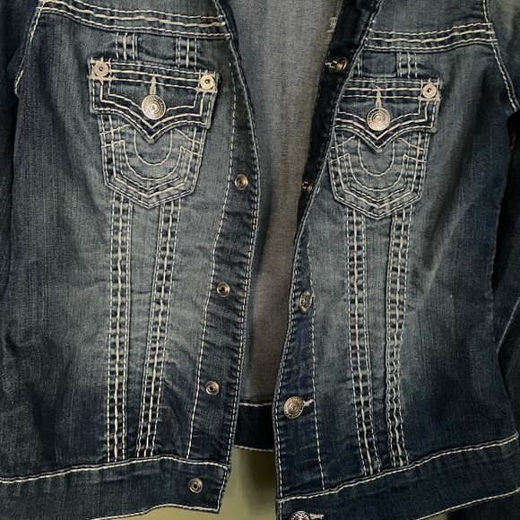 Y2K True Religion Trucker Jacket Sz Med - Picture 9 of 12